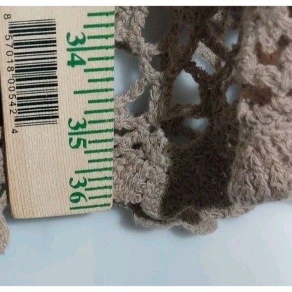 Crochet Dress Swimsuit Cover Up One Size Fishnet Scalloped Hem Flared Sleeves - Picture 4 of 6